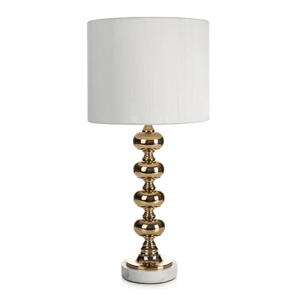 Lampa stołowa DAISY na podstawie z marmuru i metalu z abażurem z matowej tkaniny Lampa stołowa DAISY na podstawie z marmuru i metalu z abażurem z matowej tkaniny - 31 x 26 x 65 cm