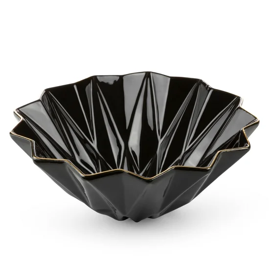 Misa ceramiczna ALANI z geometrycznymi wytłoczeniami - 28 x 28 x 11 cm - czarny