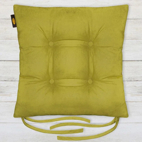 ADORE dwustronna welurowa poduszka siedziskowa na krzesło z czterema pikowaniami - 40 x 40 x 8 cm - jasnozielony
