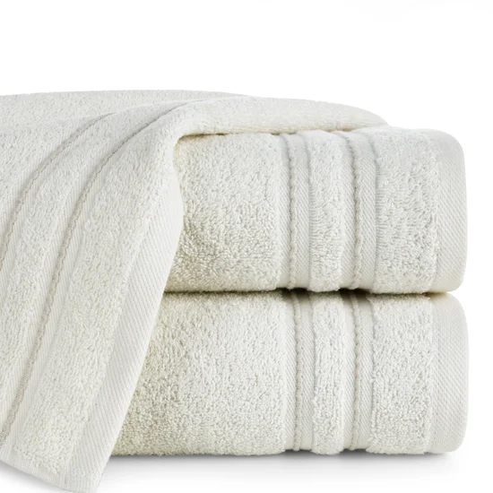 Ręcznik EMINA bawełniany z bordiurą podkreśloną klasycznymi paskami - 50 x 90 cm - kremowy