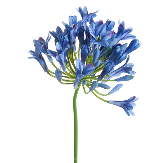 AGAPANT sztuczny kwiat dekoracyjny z płatkami z jedwabistej tkaniny - 76 cm - niebieski