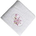 Ręcznik GARDEN z owalną aplikacją z z kwiatami - 70 x 140 cm - biały 1