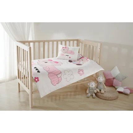 Pościel dziecięca KID bawełniana z nadrukiem z motywem różowych misiów Pościel dziecięca KID bawełniana z nadrukiem z motywem różowych misiów - 100 x 135 cm