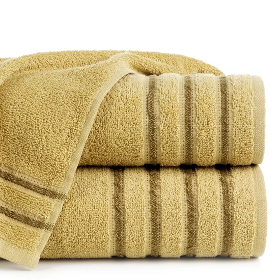 Ręcznik klasyczny JASPER z bordiurą podkreśloną delikatnymi brązowymi paskami - 30 x 50 cm - beżowy