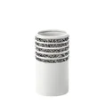 Wazon ceramiczny KAMIL w kształcie walca dekorowany drobnymi kryształkami biały - 10 x 8 x 20 cm - biały 1
