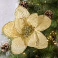 Świąteczny kwiat dekoracyjny z welwetu zdobiony brokatem - 20 cm - złoty 1
