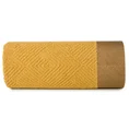 Ręcznik z bawełny zdobiony geometrycznym motywem z żakardową bordiurą - 50 x 90 cm - musztardowy 3