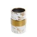 Wazon ceramiczny o nowoczesnym kształcie biało-złoty z marmurkowym wzorem - ∅ 11 x 15 cm - biały 1