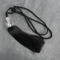 Dekoracyjny sznur IZA do upięć z chwostem z kryształem, styl glamour - 74 x 35 cm - czarny 1