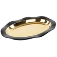 Patera ceramiczna o falującym kształcie czarno-złota - 31 x 22 x 4 cm - czarny 2