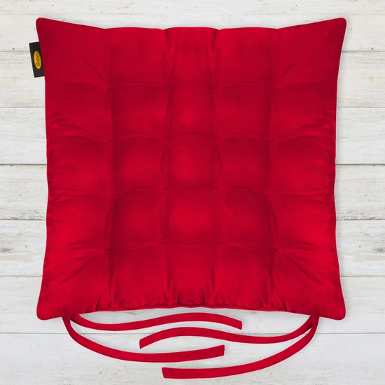 ADORE dwustronna welurowa poduszka siedziskowa na krzesło z szesnastoma pikowaniami, gramatura 195 g/m2 - 40 x 40 x 6 cm - czerwony