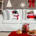 Poszewka świąteczna z motywem samochodu z choinką - 45 x 45 cm - biały 3