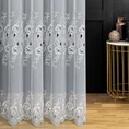 Tkanina firanowa delikatny matowy woal zdobiony dwoma pasami kwiatowego haftu z ażurem - 180 cm - biały 6