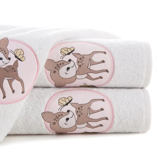 Ręcznik z bawełny BABY dla dzieci 50X90 cm z naszywaną aplikacją z sarenką biały - 50 x 90 cm - biały
