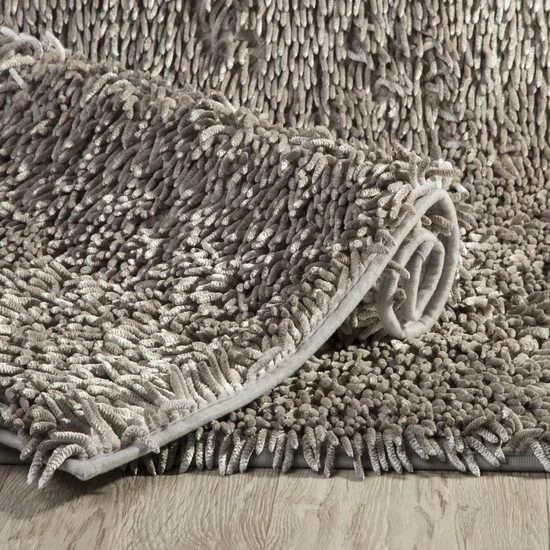 Dywanik SHAGGY z długimi ozdobnymi frędzlami - 60 x 90 cm - srebrny