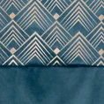 Zasłona ELEN z welwetu z ozdobnym pasem z jasnozłotym nadrukiem geometrycznym w górnej części - 140 x 250 cm - niebieski 12