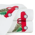 Ręcznik świąteczny SANTA 22  bawełniany z aplikacją z samochodem i choinką - 70 x 140 cm - biały 1