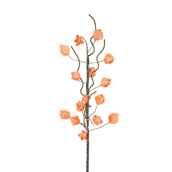 GAŁĄZKA OZDOBNA z pąkami, kwiat sztuczny dekoracyjny - 88 cm - pomarańczowy