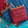 TERRA COLLECTION Ręcznik MOROCCO z kolorowymi frędzlami oraz bordiurą z przeszyciami - 50 x 90 cm - bordowy 4