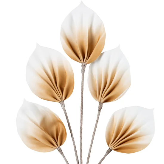 GAŁĄZKA OZDOBNA , liście z efektem ombre z pianki dekoracyjnej - 76 cm - beżowy