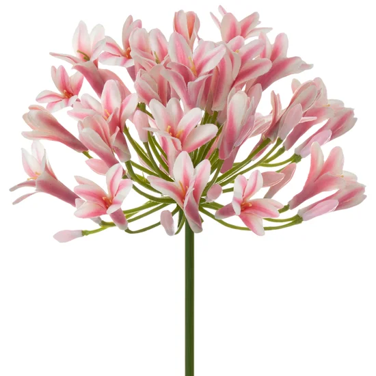 AGAPANT sztuczny kwiat dekoracyjny z płatkami z jedwabistej tkaniny - 76 cm - jasnoróżowy