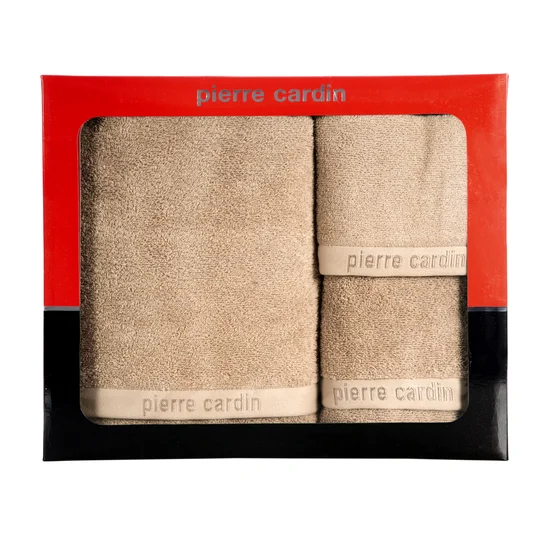 PIERRE CARDIN Komplet ręczników EVI  w eleganckim opakowaniu, idealne na prezent! - 40 x 34 x 9 cm - beżowy