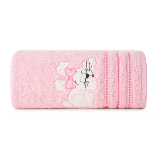 Ręcznik BABY z naszywaną aplikacją z króliczkiem - 50 x 90 cm - różowy