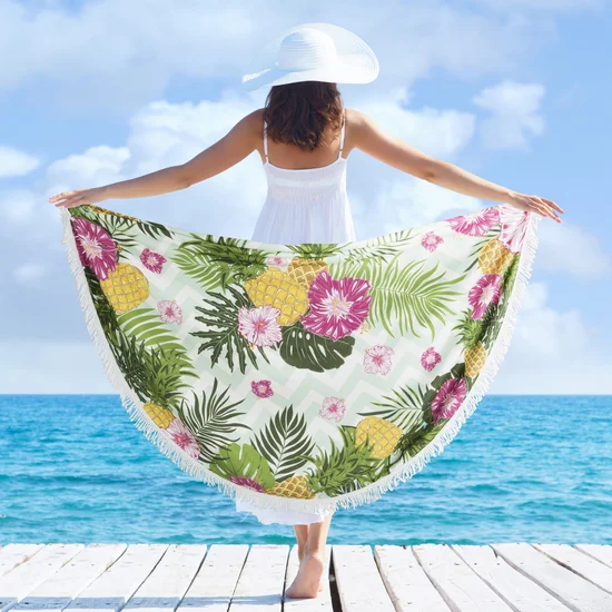 Ręcznik plażowy HAVANA okrągły szybkoschnący - ∅ 150 cm - zielony