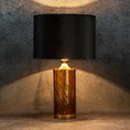 Lampa stołowa BRENDA na podstawie z przezroczystego szkła z abażurem z welwetowej tkaniny - 33 x 23 x 55 cm - czarny 2