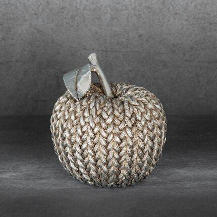 Figurka dekoracyjna MOLI zdobiona wzorem plecionego sweterka 13 x 13 x 13 cm srebrny