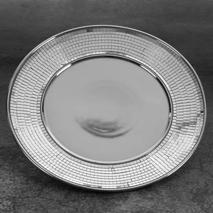 Patera ceramiczna MIRONA zdobiona drobnymi witrażowymi lusterkami Patera ceramiczna MIRONA zdobiona drobnymi witrażowymi lusterkami - ∅ 30 x 2 cm