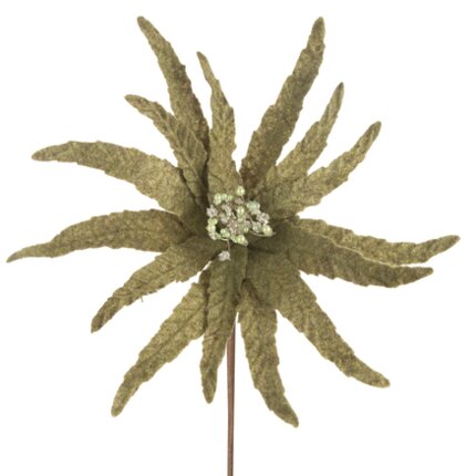 Świąteczny kwiat dekoracyjny z tkaniny o strukturze filcu ∅ 32 x 14 cm zielony