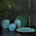 Patera z porcelany z geometrycznym wzorem - ∅ 42 x 3 cm - turkusowy 4