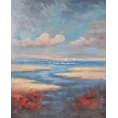 Obraz WATER pejzaż z żaglami ręcznie malowany na płótnie - 80 x 100 cm - niebieski 1