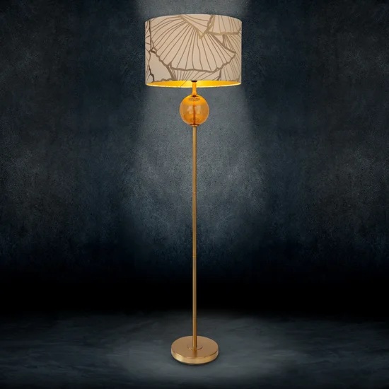 LIMITED COLLECTION Lampa stojąca LUNA 3 z podstawą łączącą szkło i metal oraz welwetowy abażur - ∅ 46 x 165 cm - biały