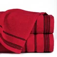 Ręcznik AMANDA z ozdobną bordiurą w pasy - 70 x 140 cm - czerwony 1