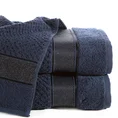 EUROFIRANY PREMIUM Ręcznik MILAN z puszystej bawełny frotte o ryżowej strukturze z błyszczącą bordiurą - 50 x 90 cm - granatowy 1