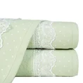 Ręcznik z żakardową bordiurą z groszkami i koronką - 50 x 90 cm - zielony 1