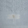 Ręcznik z błyszczącym haftem w kształcie ważki na szenilowej bordiurze - 50 x 90 cm - szary 2