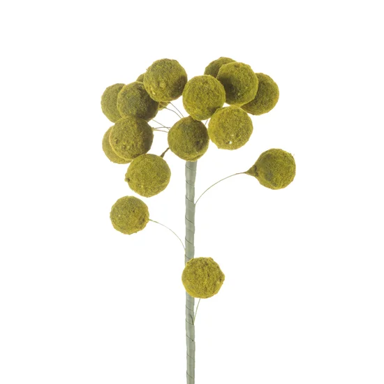Gałązka dekoracyjna z zielonymi kuleczkami - dł. 55cm śr.kwiat 3cm - zielony