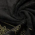 Ręcznik KAMELA bawełniany z bordiurą z geometrycznym ornamentem utkanym srebrną nicią - 70 x 140 cm - czarny 5