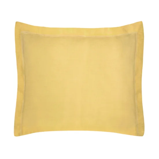 NOVA COLOUR Poszewka na poduszkę bawełniana z satynowym połyskiem i ozdobną kantą - 50 x 70 cm - musztardowy