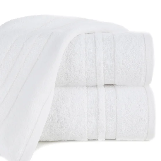 Ręcznik GALA bawełniany z  bordiurą w paski podkreślone błyszczącą nicią - 30 x 50 cm - biały