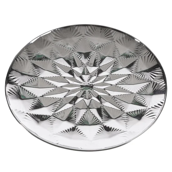 Patera SHAD z geometrycznym wzorem, srebrna - 25 x 25 x 4 cm - srebrny
