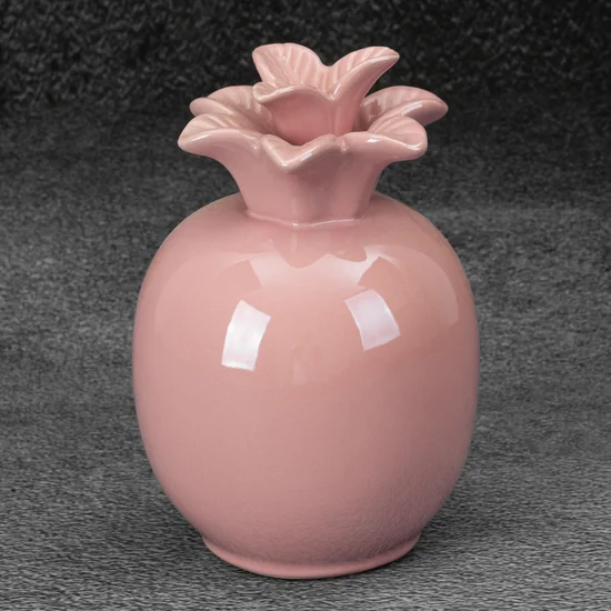Ananas - figurka ceramiczna SIMONA z perłowym połyskiem - ∅ 11 x 16 cm - różowy