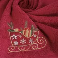 Ręcznik świąteczny SANTA 24 bawełniany z haftem z saneczkami - 70 x 140 cm - czerwony 5