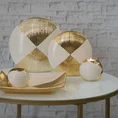 Wazon ceramiczny biało-złoty z geometrycznym wzorem - ∅ 10 x 30 cm - beżowy 4
