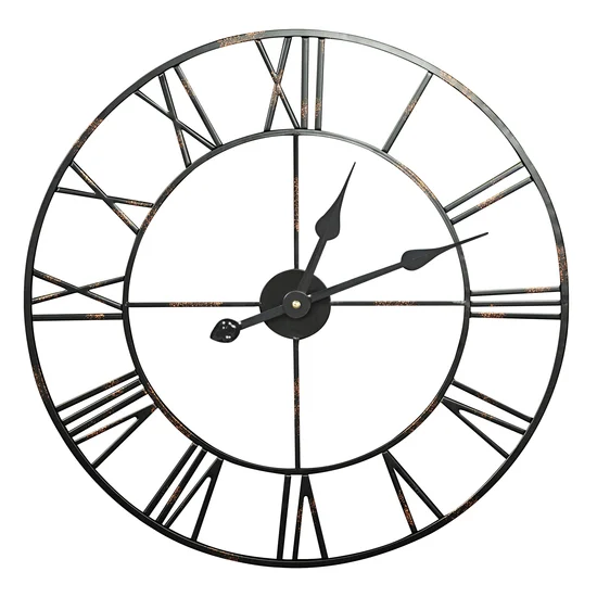 Dekoracyjny zegar ścienny w stylu vintage z metalu - 70 x 5 x 70 cm - czarny