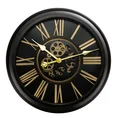 Dekoracyjny zegar ścienny w stylu retro z ruchomymi kołami zębatymi - 64 x 11 x 64 cm - czarny 1