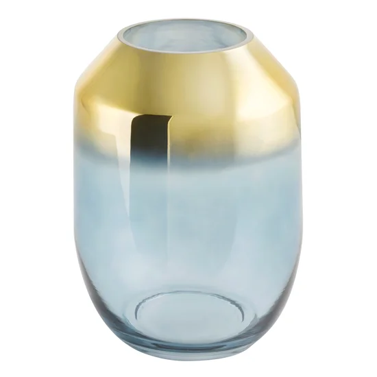 Wazon BETY 3 z dwubarwnego szkła artystycznego granatowo-złoty - 10 x 17 x 24 cm - granatowy/złoty